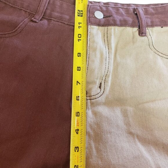 Patch work boot cut jeans Size 34 raw hem tan - Picture 5 of 6